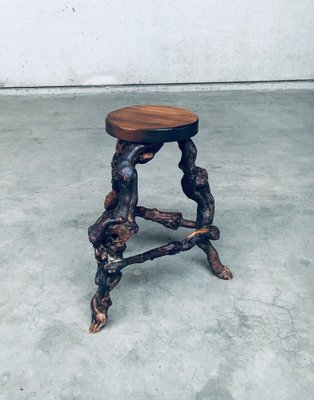 Handmade Vinewood & Oak Bar Stool, 1950s-RQV-1761605