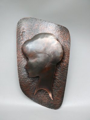 Handmade Woman's Portrait Wall Lamp in Metal, 1960s-EY-1811710