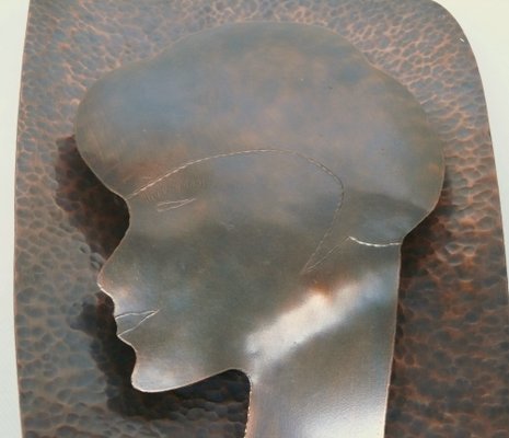 Handmade Woman's Portrait Wall Lamp in Metal, 1960s-EY-1811710