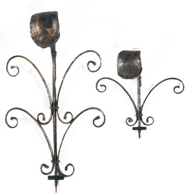 Handmade Wrought Iron Wall Sconces, Set of 2-NJV-971606