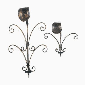 Handmade Wrought Iron Wall Sconces, Set of 2-NJV-971606