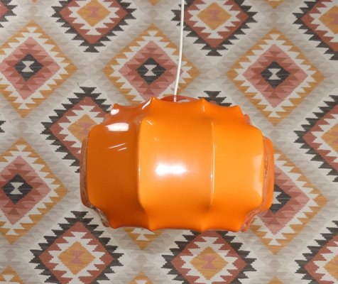 Hanging Ceiling Lamp in Orange Plastic from Ilka Plast, 1970s-AFE-1259225