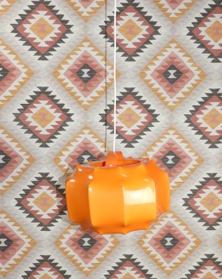 Hanging Ceiling Lamp in Orange Plastic from Ilka Plast, 1970s-AFE-1259225