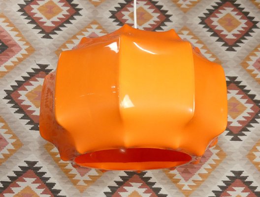 Hanging Ceiling Lamp in Orange Plastic from Ilka Plast, 1970s-AFE-1259225