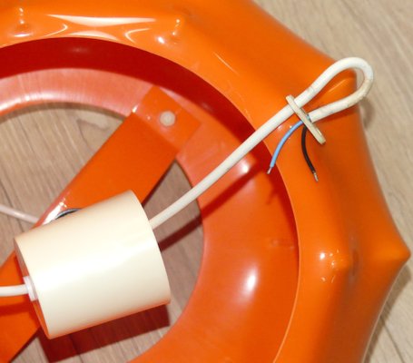 Hanging Ceiling Lamp in Orange Plastic from Ilka Plast, 1970s-AFE-1259225