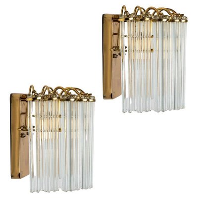 Hanging Rod Glass and Brass Wall Sconce in the style of Sciolari, 1960s-VDW-1721202