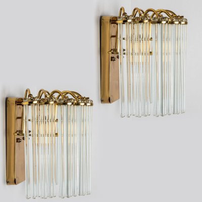 Hanging Rod Glass and Brass Wall Sconce in the style of Sciolari, 1960s-VDW-1721202