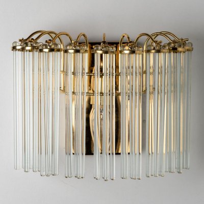 Hanging Rod Glass and Brass Wall Sconce in the style of Sciolari, 1960s-VDW-1721202