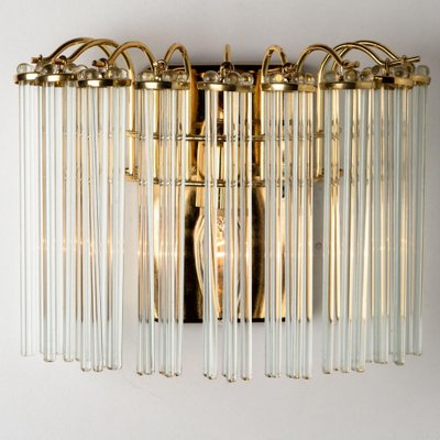 Hanging Rod Glass and Brass Wall Sconce in the style of Sciolari, 1960s-VDW-1721202