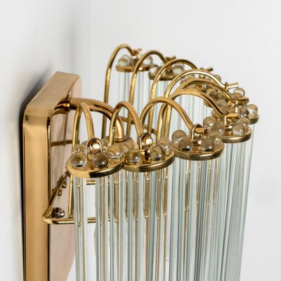 Hanging Rod Glass and Brass Wall Sconce in the style of Sciolari, 1960s-VDW-1721202