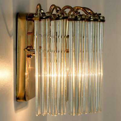 Hanging Rod Glass and Brass Wall Sconce in the style of Sciolari, 1960s-VDW-1721202