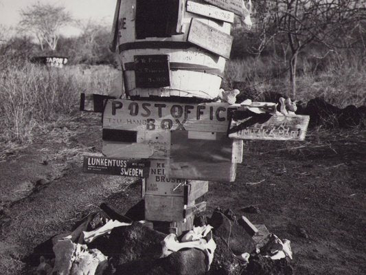 Hanna Seidel, Galápagos Post Office Signs, Black and White Photograph, 1960s-DYV-1404984