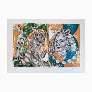 Hans Erni - Dames des Décans Capricorne et portrait de Bach - Lithograph-KHH-542473