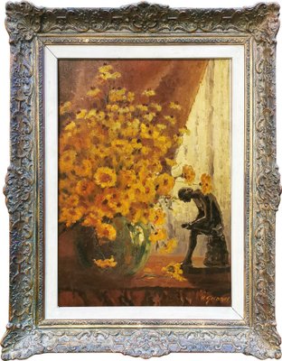 Hans Geissel, Daisies, Oil, Framed-BGS-1268585