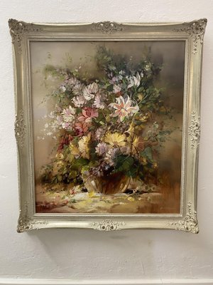 Hans Rohac, Flower Still Life, Oil on Canvas, 1950s-CZ-1706491