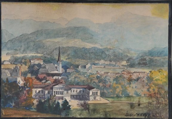 Harry Gyula, Bad Ischl Landscape, 1890s-1910s, Watercolor-QOR-2024652