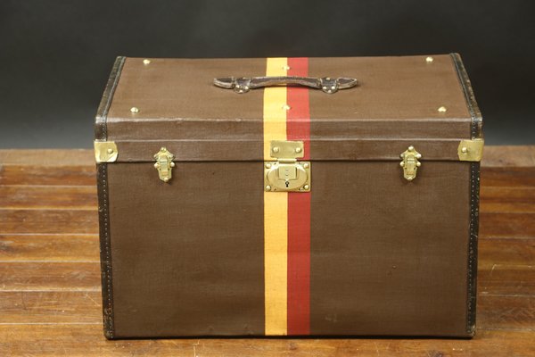 Hat Trunk in Brown Canvas with Stable Bands-EMZ-1220487