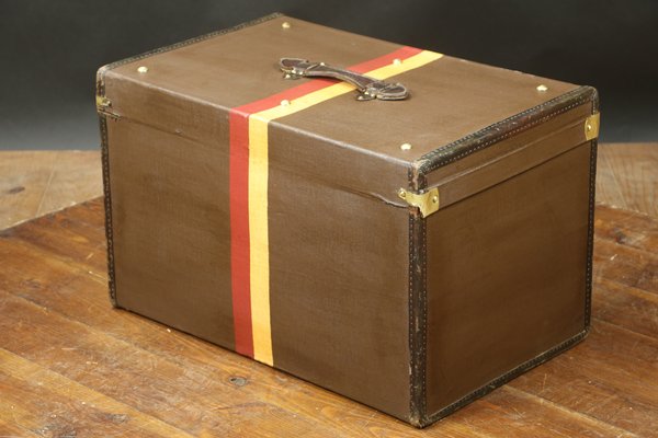 Hat Trunk in Brown Canvas with Stable Bands-EMZ-1220487