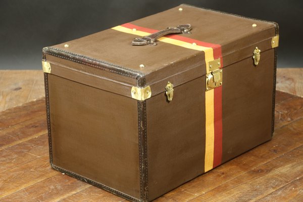 Hat Trunk in Brown Canvas with Stable Bands-EMZ-1220487