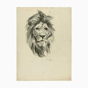 Head of Lion and Tiger - Original Pencil Drawing by Willy Lorenz - 1950s 1950s-ZCI-758780