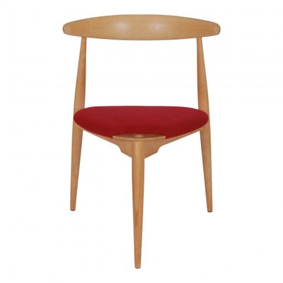 Heart Chair in Beechwood & Red Fabric by Hans J. Wegner for Fritz Hansen-MTD-1400483