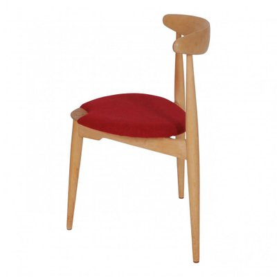 Heart Chair in Beechwood & Red Fabric by Hans J. Wegner for Fritz Hansen-MTD-1400483