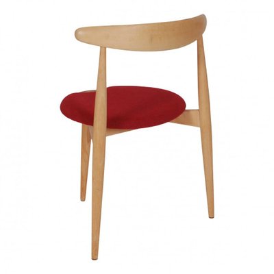 Heart Chair in Beechwood & Red Fabric by Hans J. Wegner for Fritz Hansen-MTD-1400483