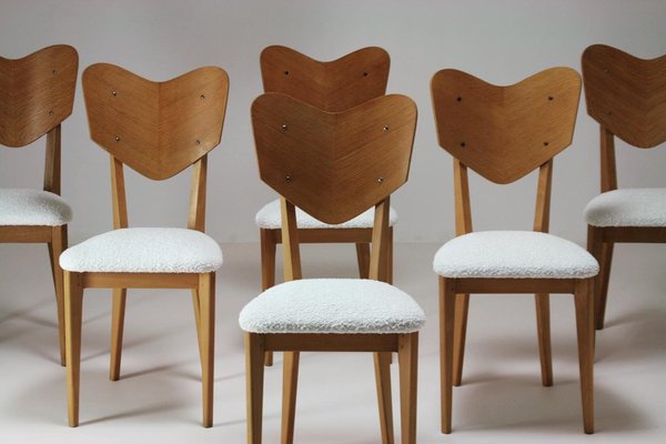 Heart Model Chairs attributed to René-Jean Caillette, France, 1950s, Set of 6-OTV-1397718