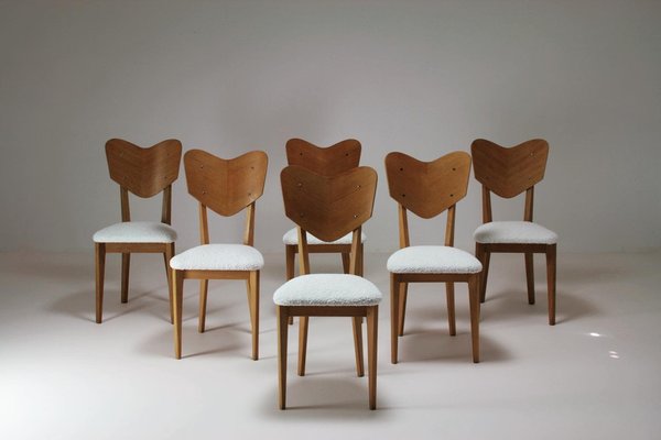 Heart Model Chairs attributed to René-Jean Caillette, France, 1950s, Set of 6-OTV-1397718