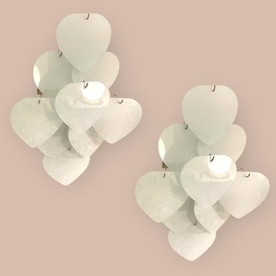 Heart Shaped Glass Sconces, 1980s, Set of 2-JJC-1417011