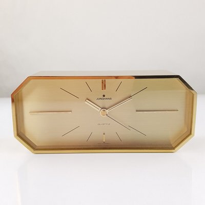 Heavy Brass Table Clock from Junghans, 1970s-FUP-1430925