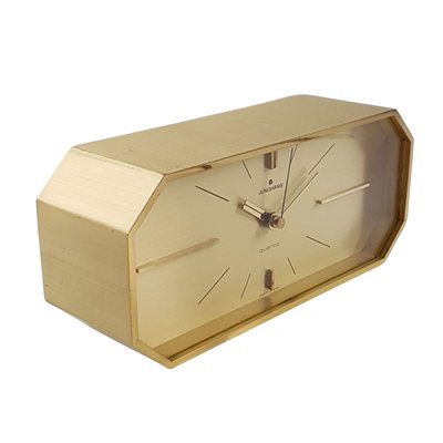 Heavy Brass Table Clock from Junghans, 1970s-FUP-1430925