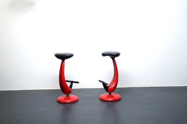 Heavy Industrial Metal Stools with Bicycle Saddle, 1980s, Set of 2-CIP-1107505