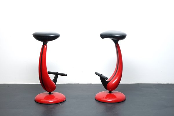 Heavy Industrial Metal Stools with Bicycle Saddle, 1980s, Set of 2-CIP-1107505