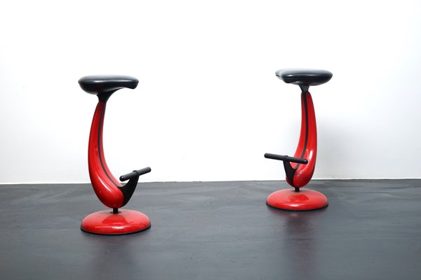 Heavy Industrial Metal Stools with Bicycle Saddle, 1980s, Set of 2-CIP-1107505