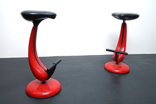 Heavy Industrial Metal Stools with Bicycle Saddle, 1980s, Set of 2-CIP-1107505