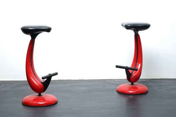 Heavy Industrial Metal Stools with Bicycle Saddle, 1980s, Set of 2-CIP-1107505