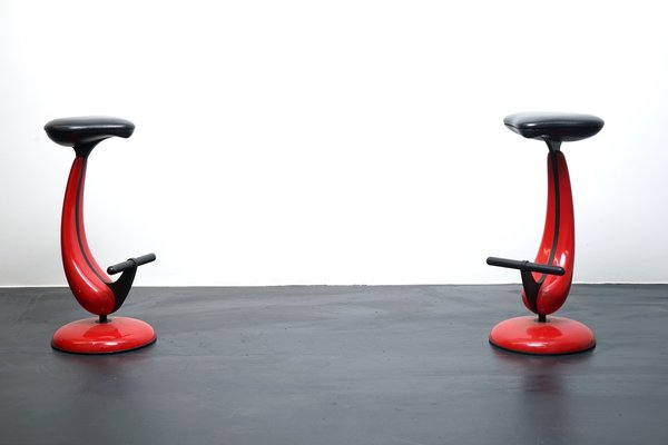 Heavy Industrial Metal Stools with Bicycle Saddle, 1980s, Set of 2-CIP-1107505