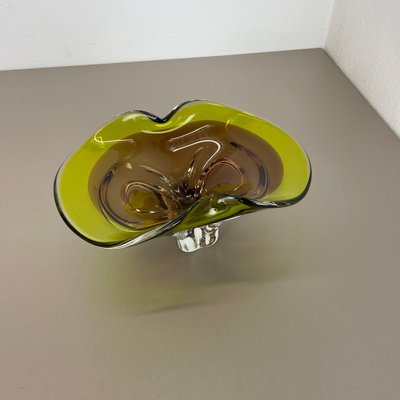 Heavy Multicolor Murano Glass Centerpiece Bowl With Shell Element Murano, Italy, 1970s-QZ-1298045