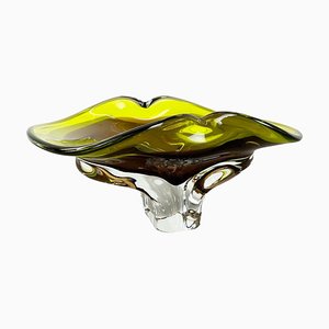 Heavy Multicolor Murano Glass Centerpiece Bowl With Shell Element Murano, Italy, 1970s-QZ-1298045