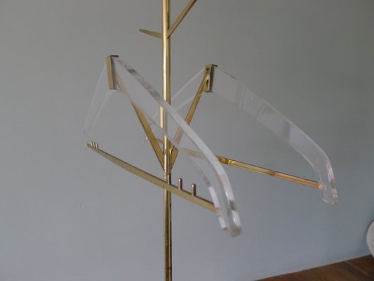 Height Adjustable Brass & Acrylic Glass Valet from Vereinigte Werkstätten Collection, 1950s-VRE-681527