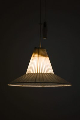 Height Adjustable Ceiling Lamp in Brass & Original Lamp Shade attributed to Hans Bergström, 1950s-SC-2039385