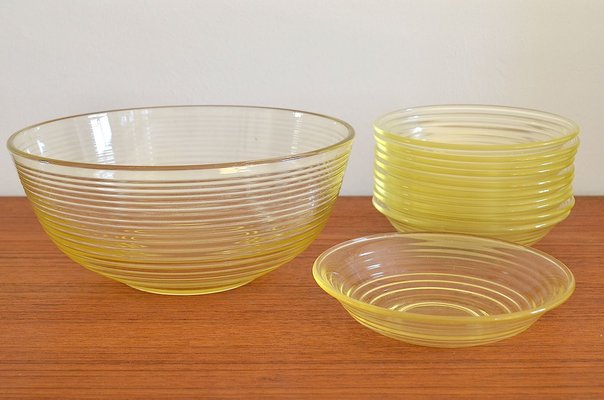 Heilbronn Bowl Set by Wilhelm Wagenfeld for Vereinigte Lausitzer Glaswerke, 1930s, Set of 12-OV-625669