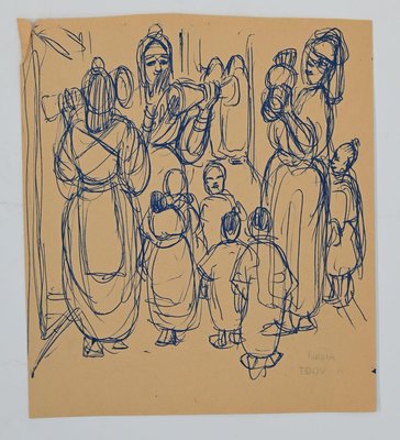 Helen Vogt, Moroccan Female Players, Original Ink, 1930-ZCI-893191