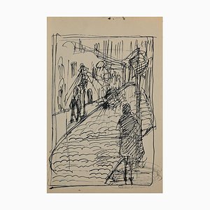 Helen Vogt, Street with Figures, Original Pencil and Ink, 1929-ZCI-893184