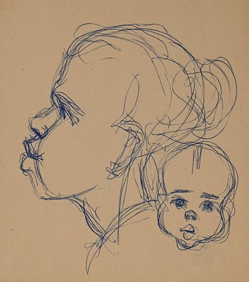 Helen Vogt, Woman with Child in Morocco, Original Ink, 1930s-ZCI-893206