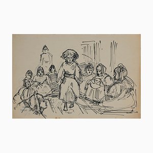 Helen Vogt, Women in Morocco, Original Pencil and Ink, 1935-ZCI-893189