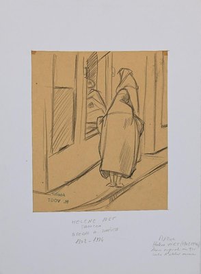 Helen Vogt, Women in Morocco, Original Pencil Drawing, 1930s-ZCI-892038