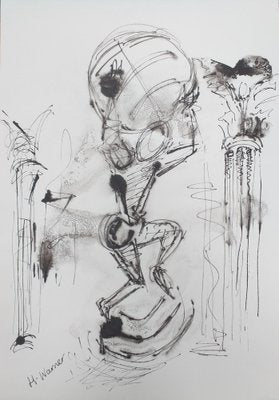 Helen Warner, Holding World on Shoulders, 2009, Ink on Paper-CHG-2036906