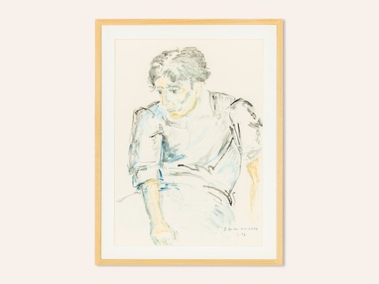 Helga Müller, Young Man Sitting, 1997, Acrylic on Paper-GPP-809331